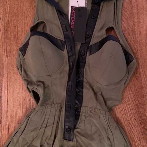 Lightweight Olive Green Asymmetrical Dress Cut Out Dress (Xsmall) - Picture 5 of 6